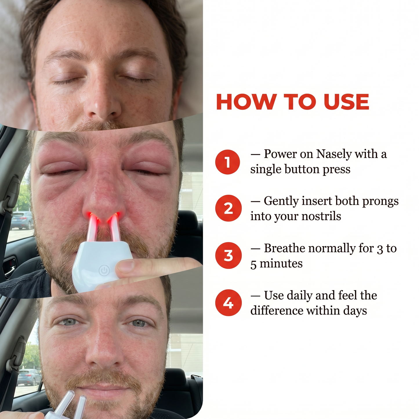Nasely™ Relief Pro: Smart Nasal Red Light Therapy